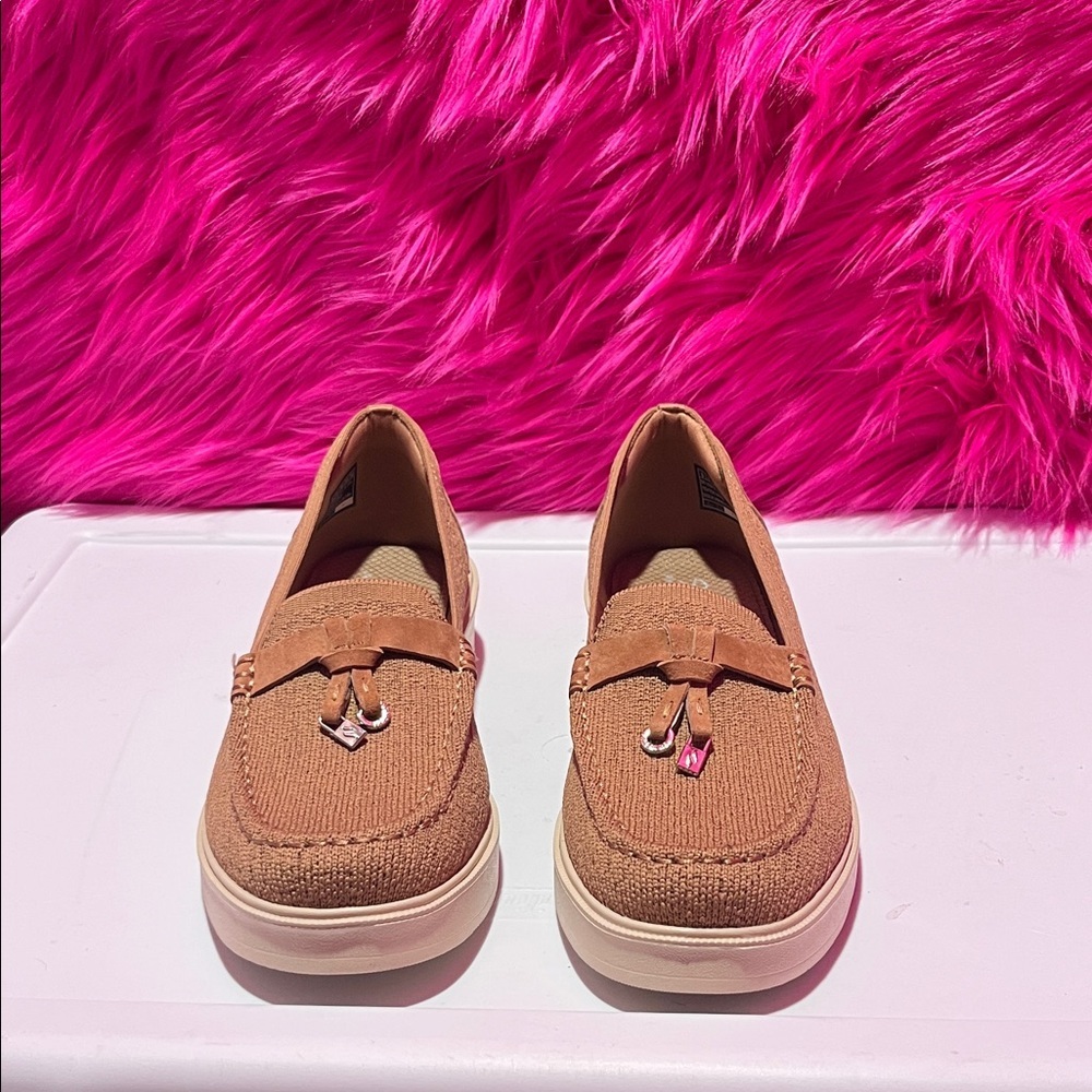 Tan Loafers Skechers with Bow Accent